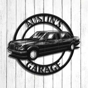 Mercedes-Benz Limousine Metal Garage Sign: Black Textured Steel