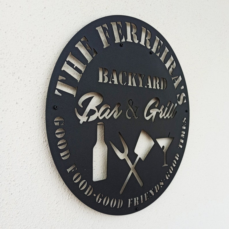 Backyard Bar and Grill Custom Metal Sign Personalized Bar Etsy