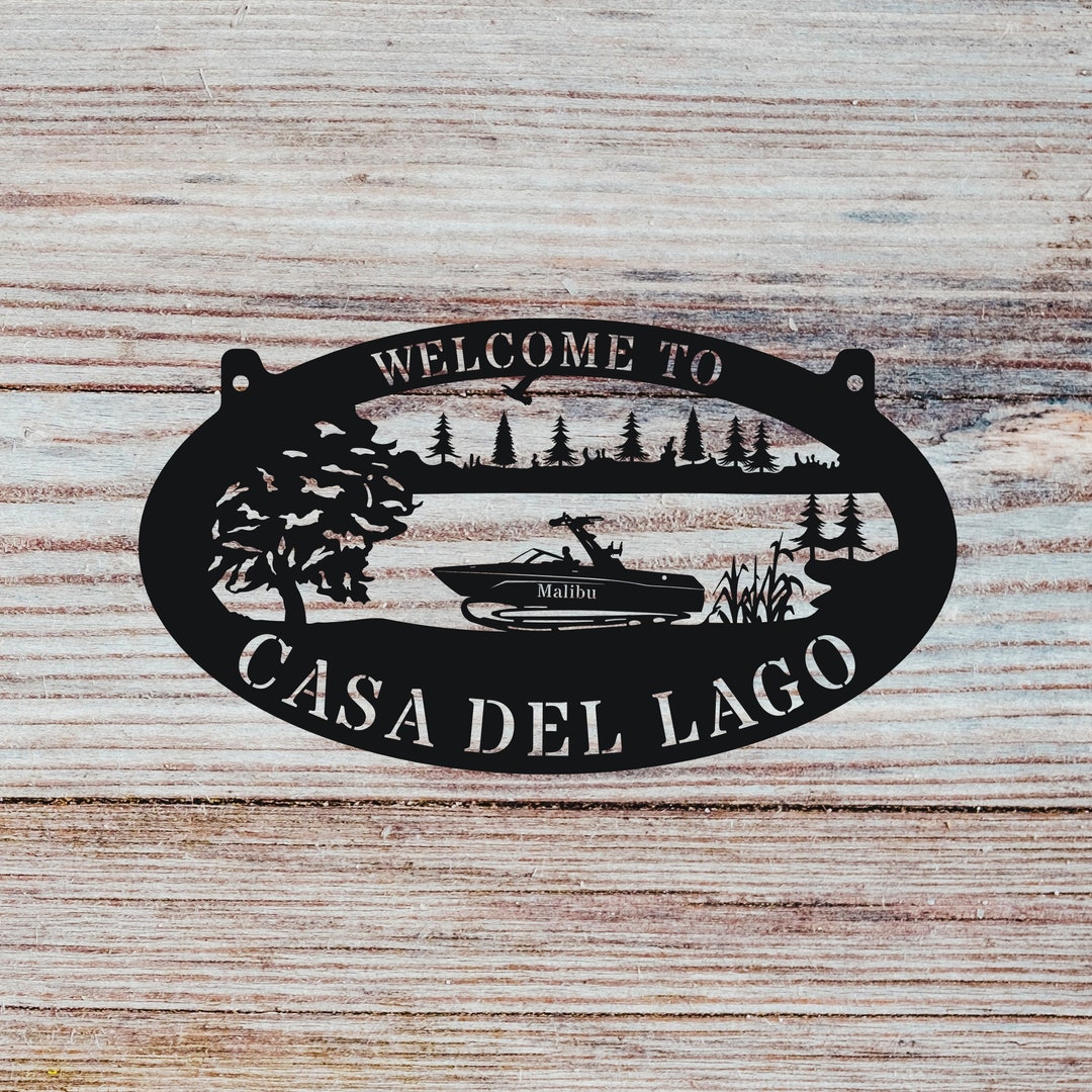 Metal Lake Sign , Camping Lake Sign , Lake Sign Customized With Your