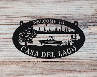 Cartello in metallo personalizzato per casa sul lago: decorazione personalizzata per lotto di famiglia sul lago