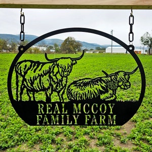 Personalized Highland Cattle Farm Sign, Metal Sign Personalized, Highland cattle, Metal sign Cattle, Cattle farm, Family Sign, Highland farm