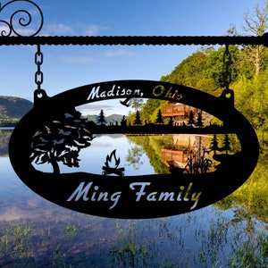 Metal Lake Sign , Camping lake sign , Lake sign customized with your name, Family Lake Lot Sign, Lake House Sign, Lakeside Sign, Lake House