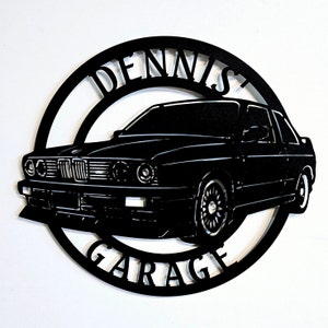 BMW E30 Metal Sign: Personalized Garage Wall Art