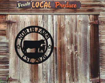 Cow Farm Sign, Calf Sign, Cow Farm Metal Sign, Metal Sign Farm, Last Name Sign, Family Name Sign Personalized