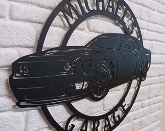 Challenger Metal Sign: Garage Wall Art, Car Decor - Etsy