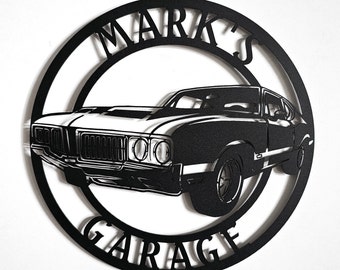 1970 Oldsmobile 442 Metal Garage Sign: Car Wall Art