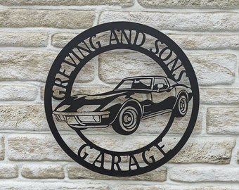 1974 Corvette Metal Sign, 1974 Corvette, Garage Sign, Car Sign, 74 Corvette, Classic Car Garage, Man Cave Sign Plaque