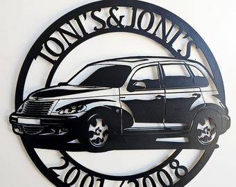 Chrysler PT Cruiser Metal Sign: Black Powder Coat Finish