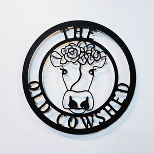 Cow Farm Sign, Flower Cow Sign, Calf Sign, Cow Farm Metal Sign, Metal Sign Farm, Last Name Sign, Family Name Sign Personalized