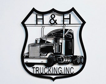 Personalized Transport Truck Metal Wall Art, Trucker Metal Sign, Home Decor Truck Sign, Steel Metal Art, Custom Trucking, Business Sign