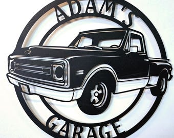 1969 Chevy Stepside Garage Metallschild: C10 Accessories 1969-1972