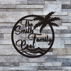 Personalized Family Pool Sign, Pool Palm Tree Sign, Tree House Sign, Last Name Sign, Family Name Sign