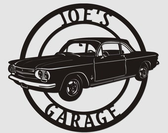1963  Corvair Coupe Metal Garage Sign, Garage Wall Decor