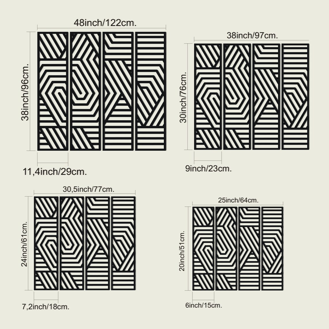 Abstract Set of 4 Panels Abstract Art Decorative Wall - Etsy