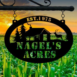 Outdoor Monogram Sign, Acres Sign, Farm Sign,  Metal Sign, Metal Sign Personalized, camp sign, Family Name Sign Personalized, Cabin sign