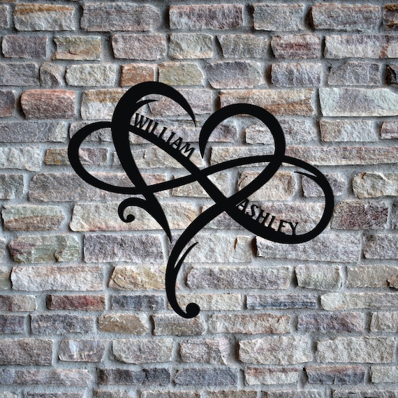 Personalized Metal Infinity Heart Sign, Infinity Symbol and Heart