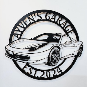 Ferrari Metal Sign: Classic Car Garage Decor
