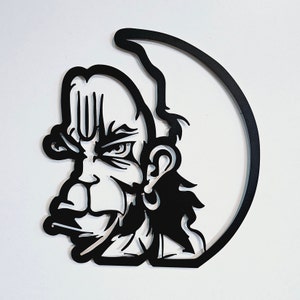 Arte de parede de metal Hanuman, parede de metal abstrata, arte de suspensão de parede de metal, Lord Hanuman, arte personalizada, escultura de parede de metal