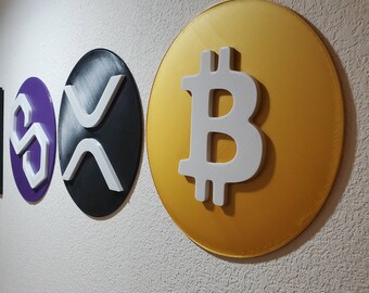 BITCOIN  BTC logo 3D wall art / crypto wall art
