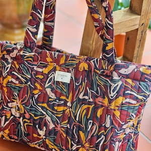 Sac Posidonie foncé matelassé  / Tote bag matelassé