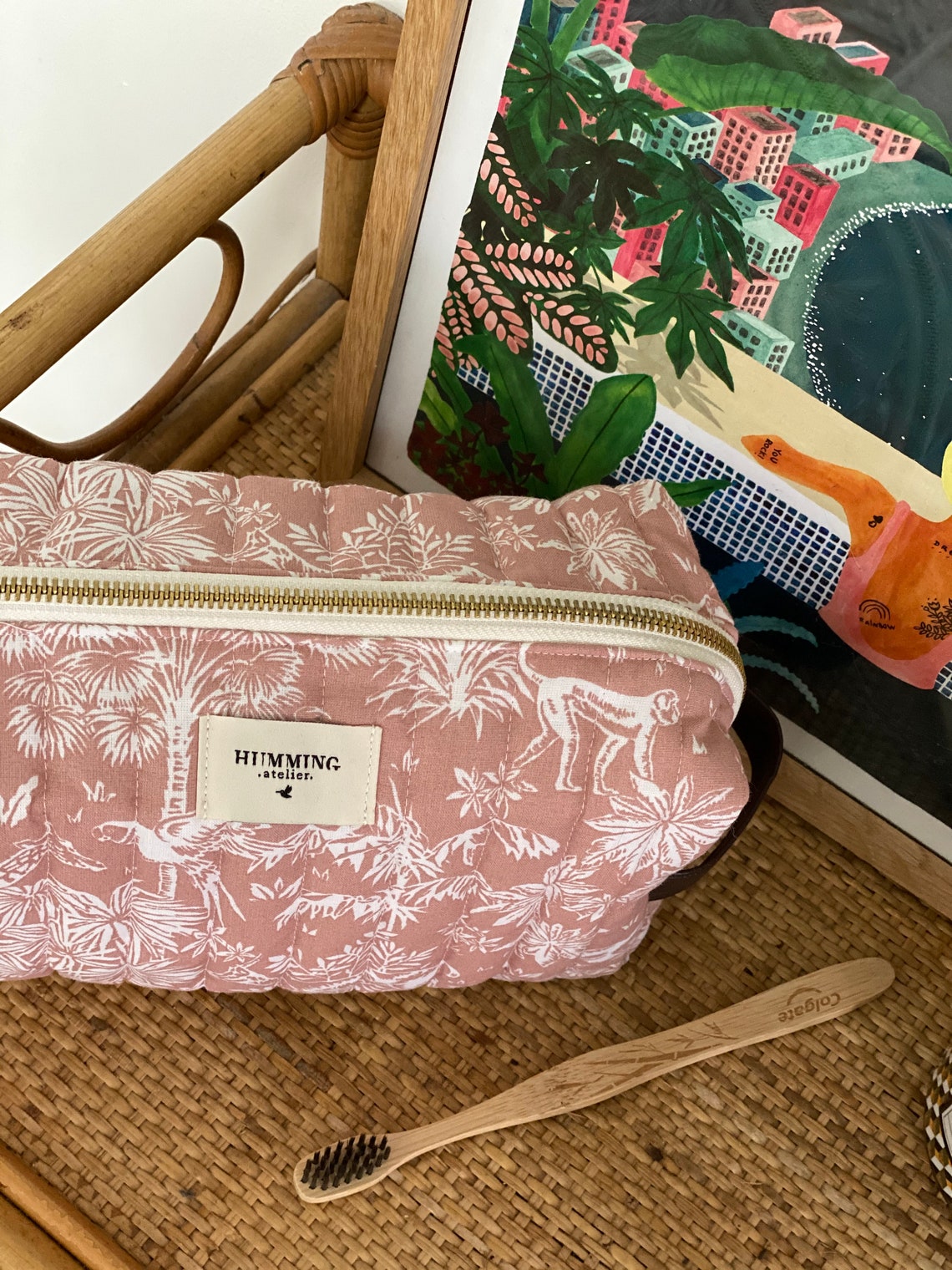 Trousse de toilette Joséphine Rose matelassée Etsy