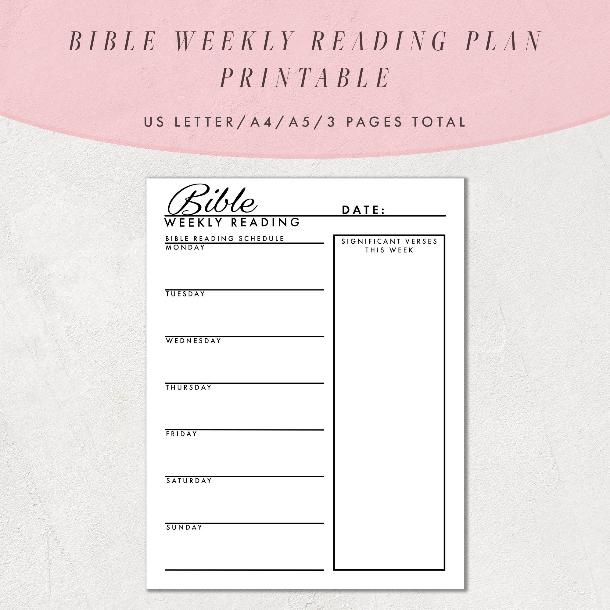 Daily Plan. PDF Printable. Instant Download. Christian Day Planner With  Scripture and Prayer. Worksheet. Calendar. Notebook. Bible Verse. 