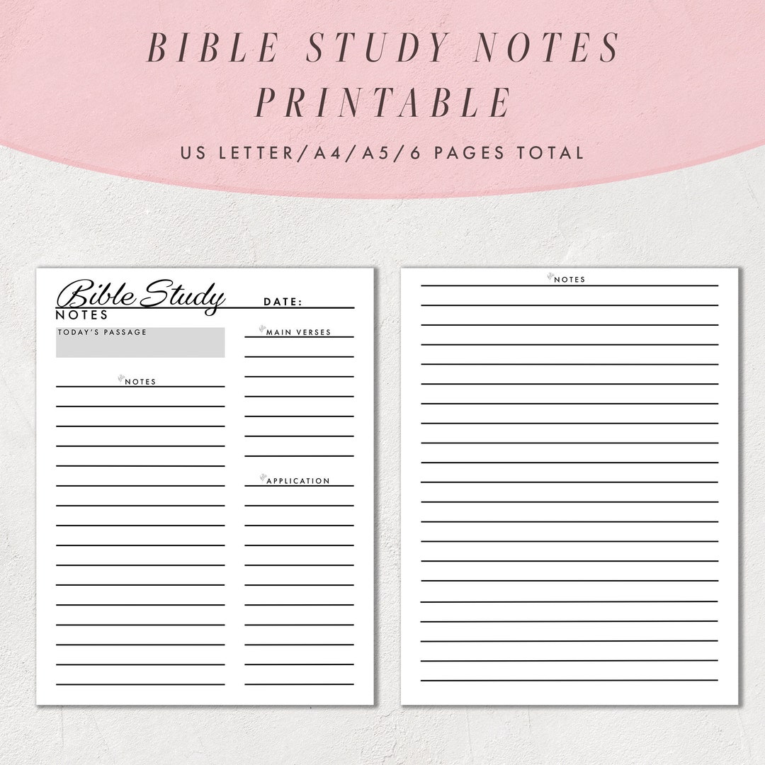 Bible Study Notes Template Printable | Bible Study Journal Pages