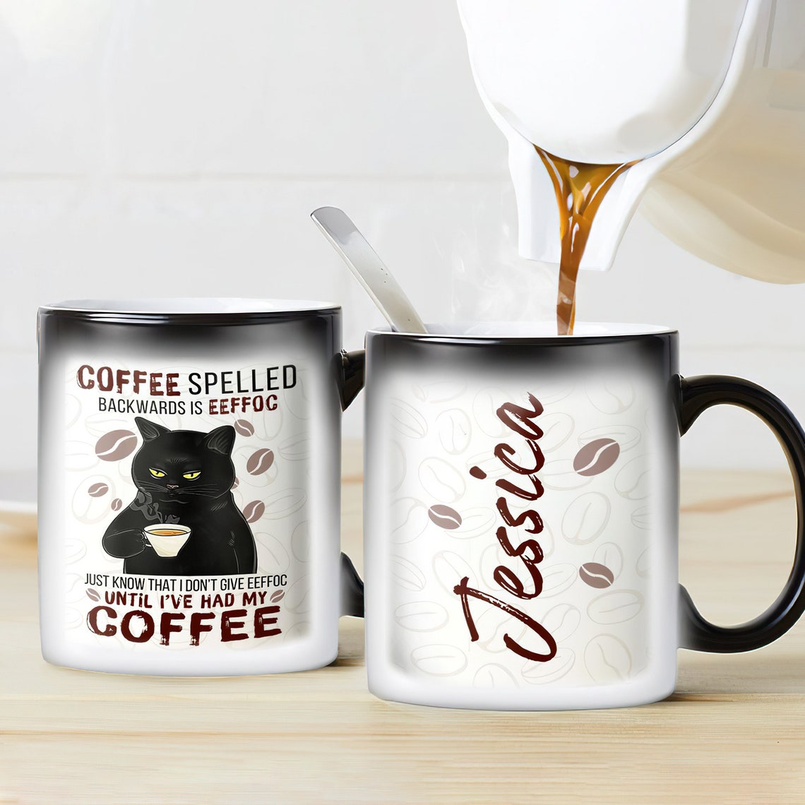 Personalized Black Cat Coffee Mug Funny Black Cat Coffee Mug Etsy