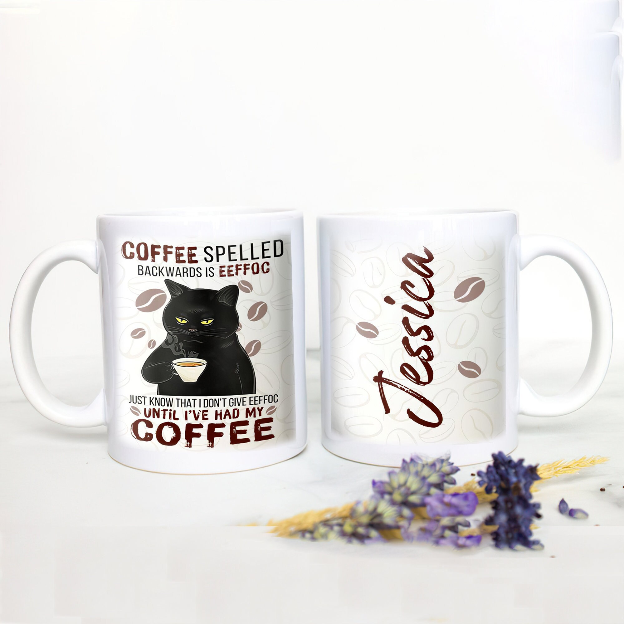 Personalized Black Cat Coffee Mug Funny Black Cat Coffee Mug Etsy