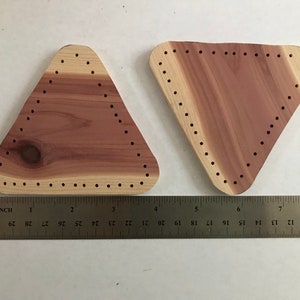 Triangle Cedar Base 1/4&quot; thk. x 4&quot; per side for pinestraw basketry, basket base