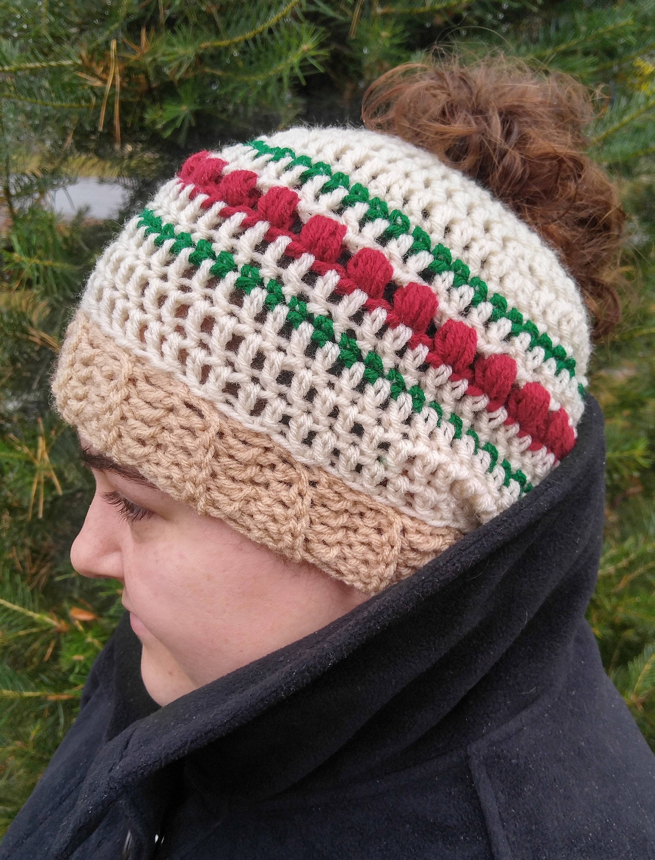 Crochet Adult Ponytail/man Bun Beanie 