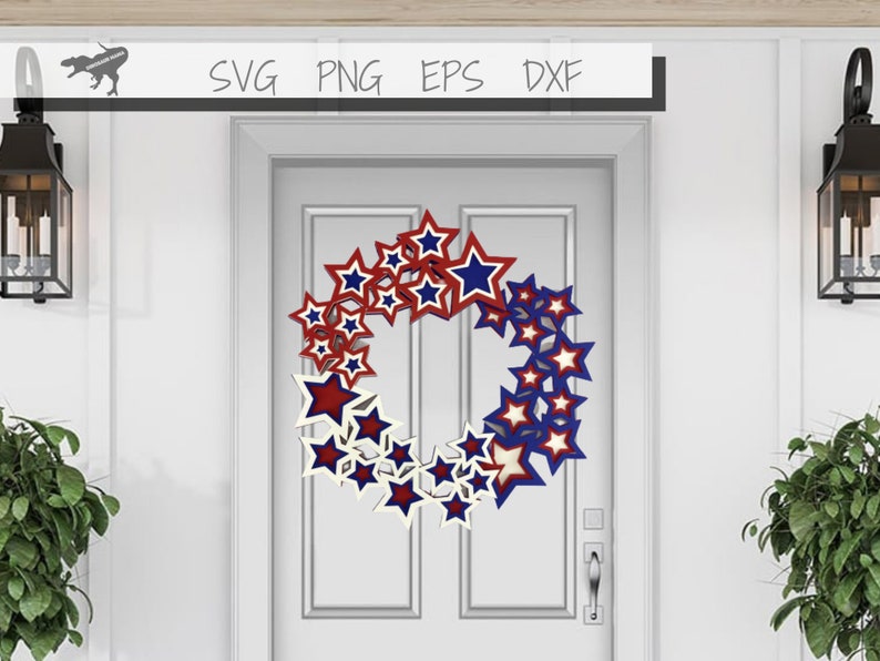 American Stars Wreath 3D Mandala SVG File for Cricut and image 1