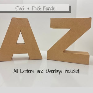 3D Letters SVG File Bundle for Cricut and Silhouette. Letters A-Z included. svg/png ONLY 3D Letter Template with Score Lines