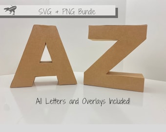3D Letters SVG File Bundle for Cricut and Silhouette. Letters A-Z included. svg/png ONLY 3D Letter Template with Score Lines