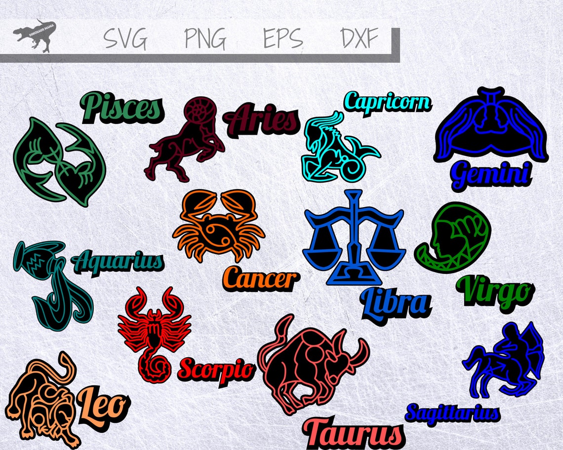 Zodiac SVG File Bundle for Cricut and Silhouette Cameo. - Etsy
