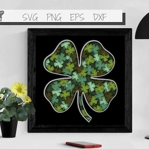 Fichier SVG Shamrock Shadow Box pour Cricut & Silhouette | Projet d’artisanat de papier mandala 3D stratifié | Décoration murale de la Saint-Patrick