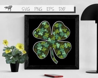 Shamrock Shadow Box SVG File para Cricut & Silhouette / Layered 3D Mandala Paper Craft Project / St. Patrick's Day Wall Decor