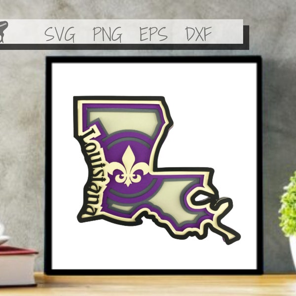 Louisiana Mandala Shadow Box SVG File for Cricut | 3D Paper Cutting Craft Project | Big Easy State Map Clipart | Layered DIY Wall Art Louisiana Mandala Shadow Box SVG File for Cricut | 3D Paper Cutting Craft Project | Big Easy State Map Clipart | Layered DIY Wall Art