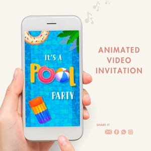 Pool Party Video Invitation | Pool Party Animated Invitation | Summer Birthday Video Invitation