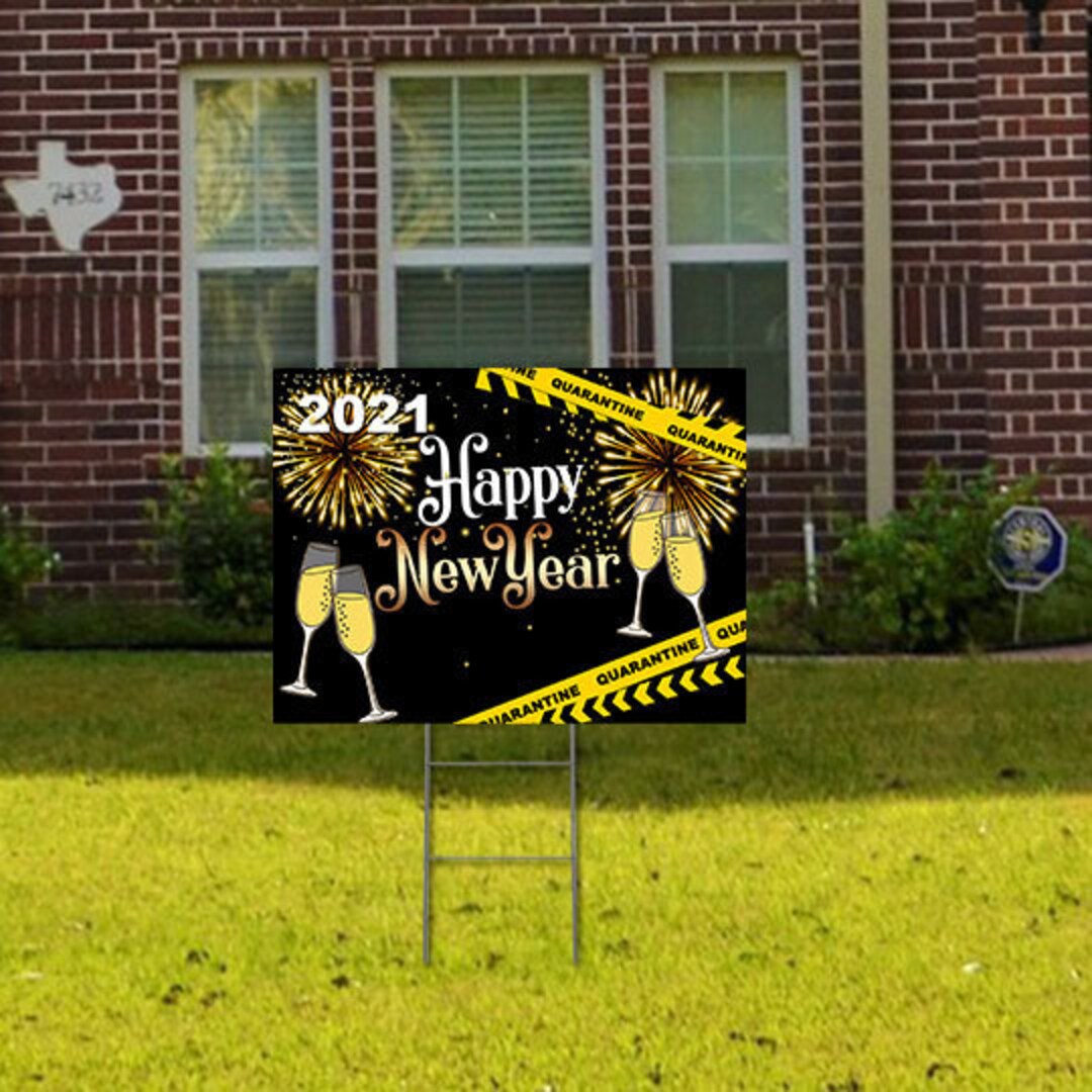 Happy New Year Yard Sign New Years Eve Party Yard Sign Lawn Etsy