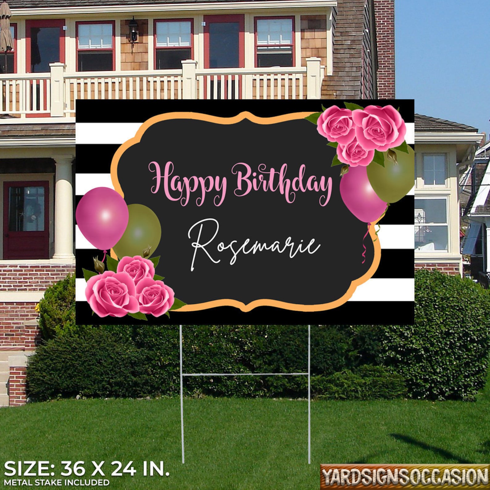 Happy Birthday Yard Sign Personalize With Stakes Birthday Etsy UK
