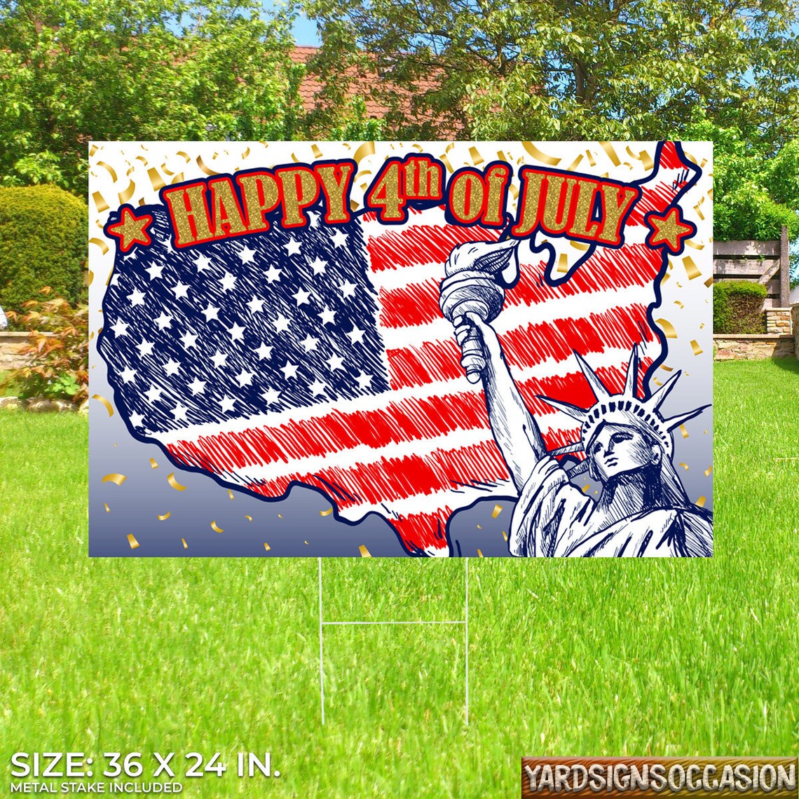 Happy 4th of July Party Yard Sign Independence Day Outdoor Etsy