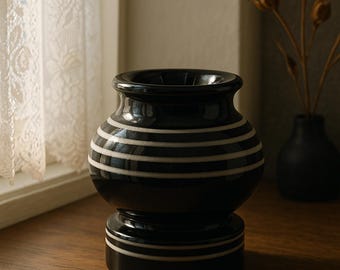 Rosenthal Netter Vase | Mid-Century Modern Italian Ceramic, Black & White
