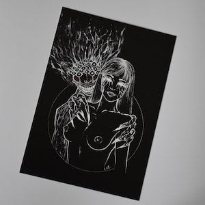Cartolina di Halloween "Phobetor" / stampa / gotico / incubo / demone / fantasia / morte / mitologia / illustrazione / decorazioni per la casa / arte murale / poster