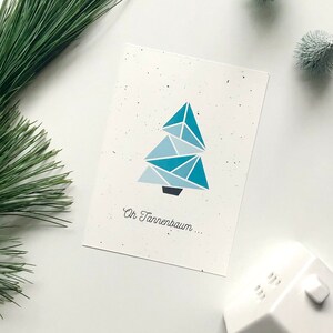 Postkarte Weihnachtsbaum, "Oh Tannenbaum ...", Weihnachtskarte mit Polygon Illustration