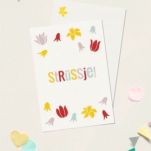 Strüssje - Postkarte Kölsch, Blumen, Dialekt