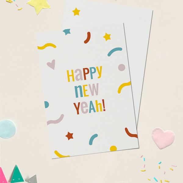 Happy New Yeah – Postkarte Neujahr/Neustart