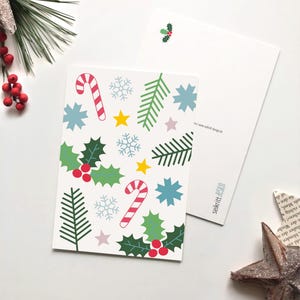 Postkarte Weihnachten - Winterwunderland, Weihnachtskarte mit winterlichen, modernen Illustrationen
