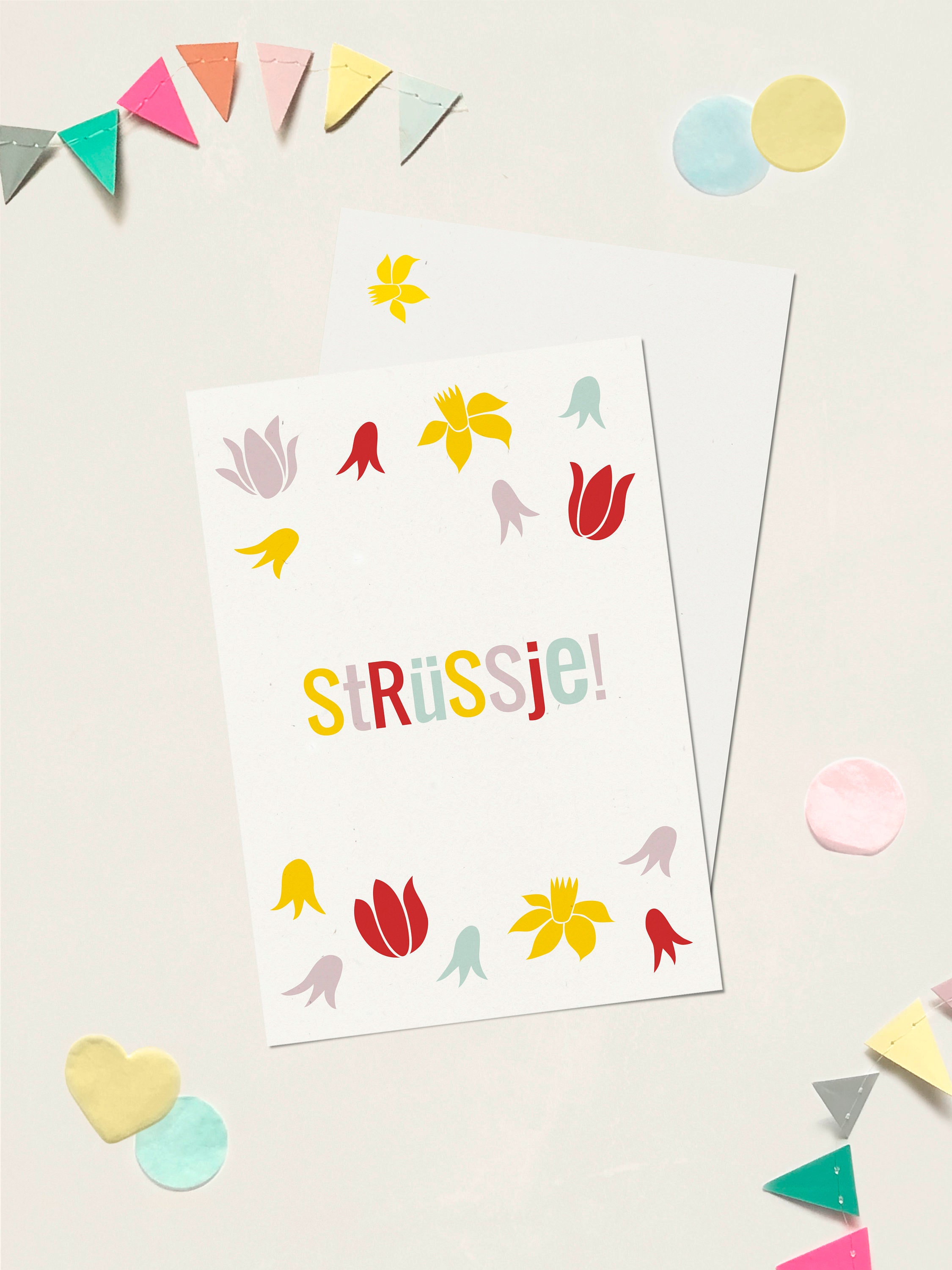 Strüssje - Postkarte Kölsch, Blumen, Dialekt