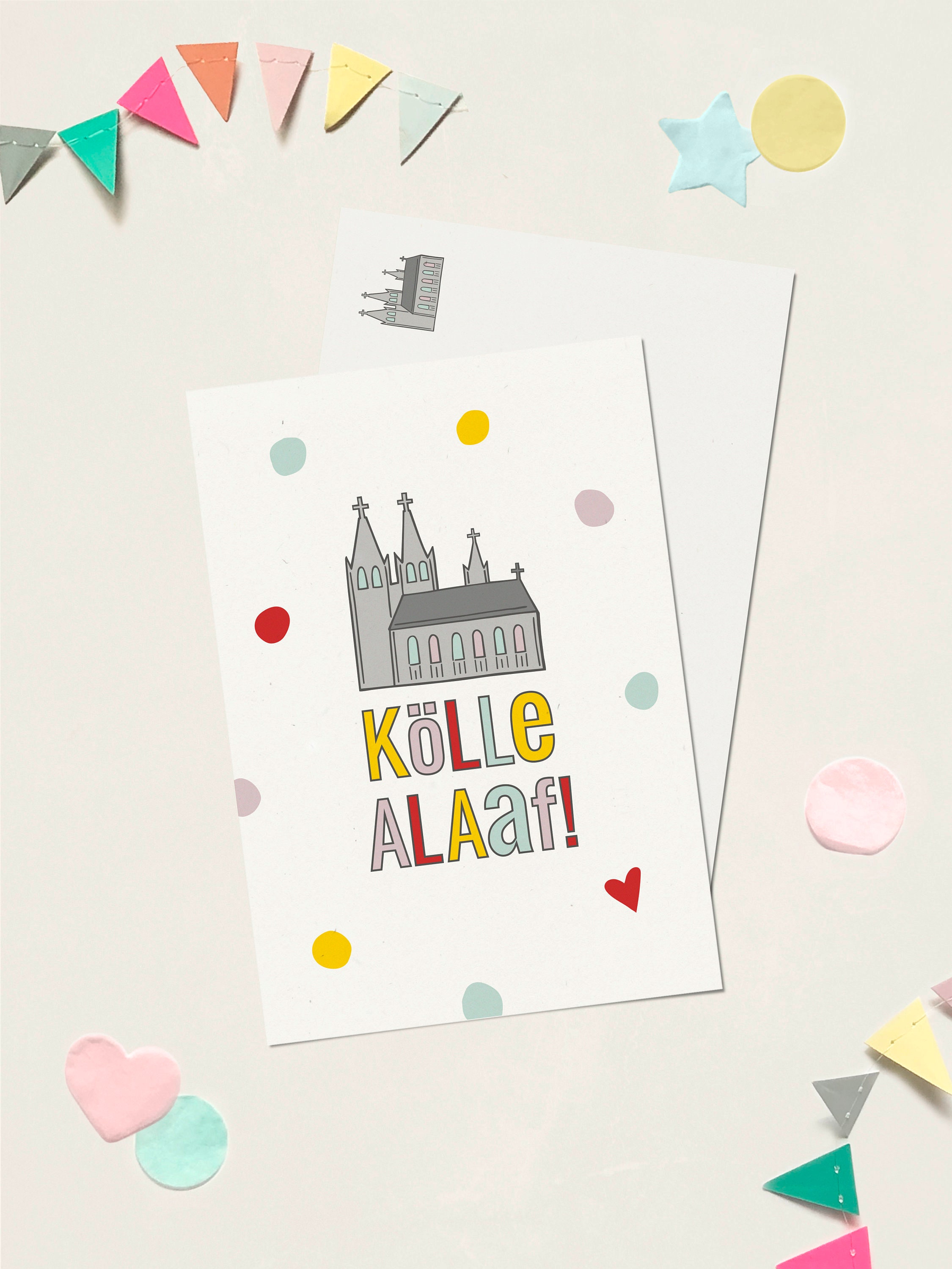 Kölle Alaaf - Postkarte Kölsch, Kölner Dom
